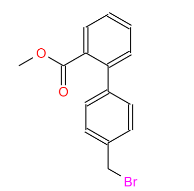 CAS： 114772-38-2，中文名称： 4'-溴甲基-2-甲酸甲酯联苯 英文名称：Methyl 4'-bromomethyl biphenyl-2-carboxylate