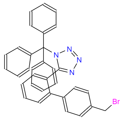 CAS： 124750-51-2，中文名称： N-(三苯基甲基)-5-(4'-溴甲基联苯-2-基)四氮唑；奥美沙坦酯中间体