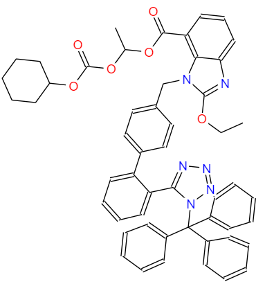  CAS： 170791-09-0，中文名称： 三苯甲基坎地沙坦西来替昔酯 英文名称：Tritylcandesartancilexetil