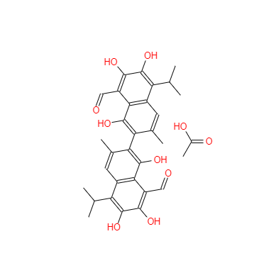CAS： 12542-36-8，中文名称： 醋酸棉酚 英文名称：Gossypol-acetic acid 