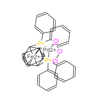 CAS： 95464-05-4，中文名称： [1,1'-双(二苯基膦)二茂铁]二氯化钯二氯甲烷络合物