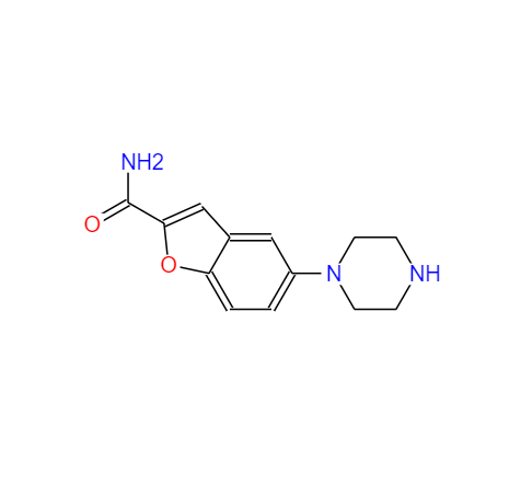 CAS: 183288-46-2,中文名称: 5-(哌嗪-1-基)苯并呋喃-2-甲酰胺 英文名称:5-(1-Piperazinyl)benzofuran-2-carboxamide