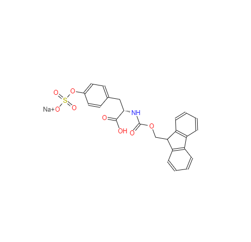 CAS： 106864-37-3，中文名称： 9-芴甲氧羰基酪氨酰磺酸钠盐 英文名称：Fmoc-Tyr(SO3Na)-OH.H2O 