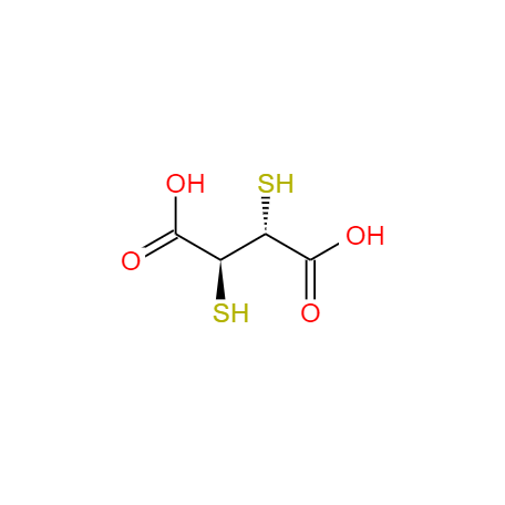 CAS： 304-55-2，中文名称： 内消旋-2,3-二巯基丁二酸 英文名称：meso-2,3-Dimercaptosuccinic acid 