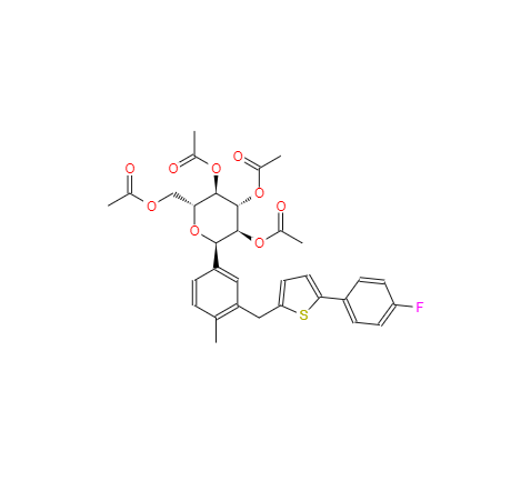  CAS： 2110533-80-5，英文名称：(2R,3R,4R,5S,6R)-2-(acetoxymethyl)-6-(3-((5-(4-fluorophenyl)thiophen-2-yl)m