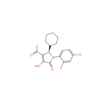 CAS： 512177-83-2，中文名称： (5R)-4-乙酰基-1-(4-氯-2-氟苯基)-5-环己基-1,5-二氢-3-羟基-2H-吡咯-2-酮