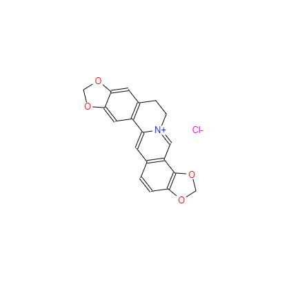 CAS： 6020-18-4，中文名称： 盐酸黄连碱 英文名称：Coptisine 