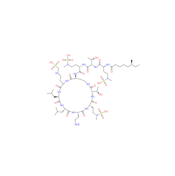 CAS： 30387-39-4，中文名称： 粘菌素甲烷磺酸钠 英文名称：Colistimethate sodium 