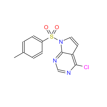 CAS：479633-63-1，中文名称：4-氯-7-对甲苯磺酰基-7H-吡咯并[2,3-d]嘧啶 英文名称：4-Chloro-7-tosyl-7H-pyrrolo[2,3-d]pyrimidine 