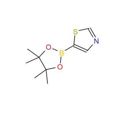 CAS：1086111-09-2，中文名称：5-(4,4,5,5-四甲基-1,3,2-二恶硼烷-2-基)噻唑 
