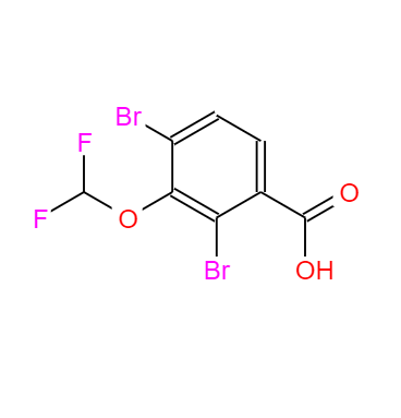  CAS：223595-28-6,中文名称：2,4-二溴-3-(二氟甲氧基)苯甲酸, 英文名称：2,4-DIBROMO-3-(DIFLUOROMETHOXY)BENZOIC ACID