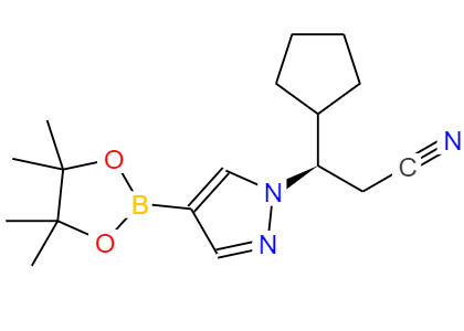 CAS：1146629-84-6，中文名称：(BETAR)-BETA-环戊基-4-(4,4,5,5-四甲基-1,3,2-二氧杂硼杂环戊烷-2-基)-1H-吡唑-1-丙腈