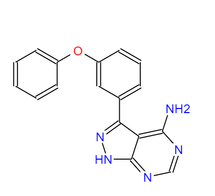 CAS：1092788-11-8，中文名称：依鲁替尼杂质1（间位）， 英文名称：3-(3-phenoxyphenyl)-1H-pyrazolo[3,4-d]pyrimidin-4-amine 