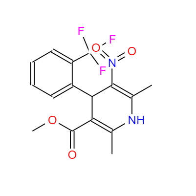 CAS：71145-03-4，中文名称：1,4-二氢-2,6-二甲基-5-硝基-4-(2-[三氟甲基]苯基)吡啶-3-羧酸甲酯， 英文名称：(±)-Bay K8644 